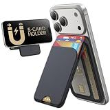 TWZKG for MagSafe Wallet, 5 Cards Holder with Stand, Magnetic Phone Wallet Stand for iPhone 17/16/15/14/13/12 Pro Max Air Plus Series, RFID Blocking Vegan Leather,Black