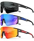 QALLY Polarized Sports Sunglasses for Men, UV400 Protection Mens Sunglasses Wrap Around Sun Glasses for Cycling Running