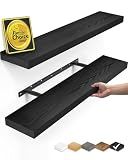 BAYKA Black Floating Shelves 22.5in, Set of 2, Wall Mounted for Wall Decor