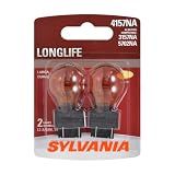 SYLVANIA 4157NA Long Life Miniature Amber Automotive Bulb, 2 Bulbs