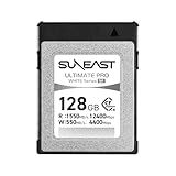 SUNEAST Ultimate PRO White CFexpress Type B, 128GB Memory Card, Up to 1550MB/s Read, 550MB/s Write, TLC 8K Video Card for Professional Cameras, High-Speed CFexpress B, XQD-Compatible, Series SE