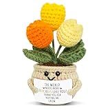OASSIE Teacher Appreciation Gifts for Women Men - Handmade Positive Tulip Crochet Flowers - Teachers Day Graduation Birthday Thank You Appreciation School Retirement Gifts for Teachers from Student