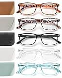 JOLISU 5 Pack Reading Glasses for Women, Spring Hinges Lightweight Readers Glasses,Blue Light Reading Glasses Anti Eyestrain (2.00)