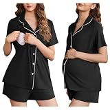 Ekouaer Maternity Sets Postpartum Nursing Pajamas for Women Summer Outfits