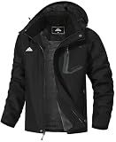 MAOYSSEN Men's Mountain Ski Jacket Waterproof Winter Coat Warm Snowboarding Jacket Snow Windbreaker Hooded for Hiking