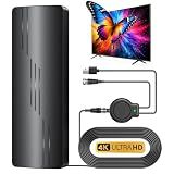 2026 Upgraded TV Antenna for Smart TV, 1800+ Miles Range Strongest for Local Channels with Waterproof Design, 32FT Coax Cable-Support 4K 1080p TV Antenna Indoor Ourdoor(Black)
