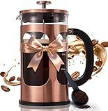 BAYKA 34oz 1 Liter French Press Coffee Maker,Mothers Day Gifts for Mom,Coffee Lover Gift,Heat Resistant Thickened Borosilicate Glass Stainless Steel Brewer,Cold Brew Cafetera Teapot for Kitchen,Copper