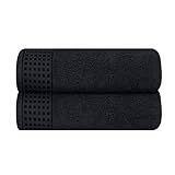 GLAMBURG 100% Cotton 2 Pack Oversized Bath Towel Set 28x55 Inches, Ultra Soft Highly Absorbant Compact Quickdry & Lightweight Large Bath Towels, Ideal for Gym Travel Camp Pool - Black