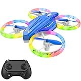 Lisoco Drone, Mini Drone for Kid and Beginner with Led Light, Small Indoor Rc Drone with 360 Flip, 2 Batteries, One Key Take Off Landing, Kids Flying Toy Gift for Boy and Girl(Dark Blue)