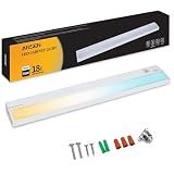 Ansen Hardwired Under Cabinet Lighting, 18inch 15W LED Light for Kitchen/Closet, 998.4lm, CRI>92, R9>90, Dimmable, 5 Color Temperature, 2700K-5000K(Warm White, Cool White, Daylight)