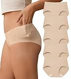 SHARICCA Womens Seamless Underwear No Show Hipster Panties Invisible Lightweight Nuage Bikinis Briefs Microfiber Pack, Nude，5P03,M,NEW