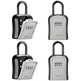 Puroma Key Lock Box, Portable Combination Lockbox Wall-Mounted Key Storage Box for House Keys, Resettable Code Safe Security Lock Box for Home, Office, Apartment Spare Key Storage (4 Pack, Gray)
