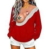 Christmas Sweaters for Women 3D Ugly Xmas Boobs Sweater Funny Crewneck Tops