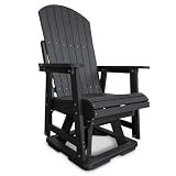 Mosbrisa HIPS Swivel Patio Glider, Poly Lumber Weather Resistant Outdoor Chair, for Patio, Porch, Yard (Matte Black)