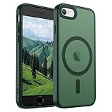 SUPFINE Magnetic for iPhone SE Case 2022 (3rd)/2020 (2nd), iPhone 8 Case (Compatible with MagSafe) (Military Grade Drop Protection) Slim Translucent Matte Phone Case, Forest Green