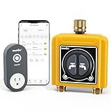 RAINPOINT WiFi Water Timer with Brass Inlet & Outlet,2 Zone WiFi Hose Timer for Lawn,WiFi Sprinkler Controller via APP/Voice Control,Automatic Watering System by Time/Weather/Quantity/Soil Moisture