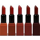 IS'MINE 5PCS Matte Lipstick Makeup Set, Natural Nude Lipstick Velvet Smooth Not Fade Waterproof Mini Lipstick Set (SET A)
