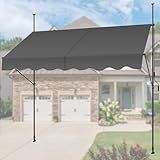 KELIXU Manual Retractable Awning, 118-Inch Adjustable Retractable Awnings for Patio Door Exterior Sunshade Shelter, Window Awning Canopy with UV Protection for Backyard, Garden, Balcony - Gray