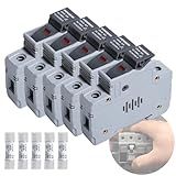shengbowi Solar/Photovoltaic Fuse Holder PV DC1000V 15A 35mm DIN Rail Mounting Cylindrical Base Single Mount Solar Photovoltaic Fuses Link System Protection