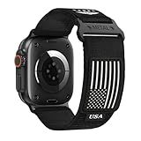 Rugged Nylon for Apple Watch Ultra 2 Band 49mm iWatch Bands 46mm 45mm 44mm 42mm Men,Soft Woven Adjustable Stars-Stripes Flag Wristbands Strap for Apple Watch Ultra Series 10/9/8/7/6/5/4/3/SE/Ultra2