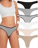 ANZERMIX Women's Breathable Cotton Thong Panties Pack of 6 (6-pack Fashion Assorted, X-Large)