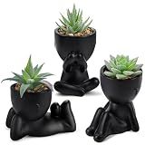 Der Rose 3 Pack Fake Plants in Black Pots for Bathroom Living Room Decor