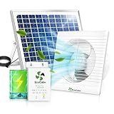 ecoCalm Solar Fan 8" with Adjustable Thermostat and Battery for Greenhouse