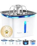 Veken Innovation Award Winner 95oz/2.8L Pet Fountain, Automatic Cat Water Fountain Dog Water Dispenser with Replacement Filters for Cats, Dogs, Multiple Pets (Grey, Plastic)