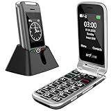 artfone G6 4G Flip Phone for Seniors with 2.4" Dual-LCD丨SOS Button丨Time Reporting丨Speed Dial丨Big Button Flip Phone Unlocked丨1300mAh Battery丨Charging Dock丨Basic Phone丨Large Fonts丨USB-C,T-Mobile - Grey