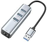 USB 3.0 to Ethernet Adapter,ABLEWE 3-Port USB 3.0 Hub with RJ45 10/100/1000 Gigabit Ethernet Adapter Support Windows 10,8.1,Mac OS, Surface Pro,Linux,Chromebook and More