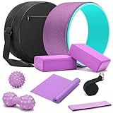 HNCTINNO All in One Yoga Wheel Set, Soft Foam Roller Wheel for Back Pain & Stretching, Yoga Blocks 2 Pack with Strap, Trigger Point Therapy Massage Ball for Deep Tissue, Yoga Starter Kit for Beginner