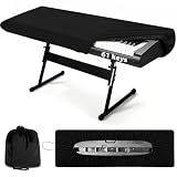 61 Keys Piano Keyboard Dust Cover, Stretchy Protective Keyboard Cover with Elastic Cord Locking Clasp, Universal Fit for All 61 Keys Digital Electronic Pianos, Must Have Piano Accessories
