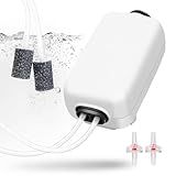 AQUANEAT Aquarium Air Pump, 100gal Fish Tank Air Bubbler, Adjustable Dual-Outlet Hydroponic Oxygen Aerator with Stones, Airline Tubing, Check Valves
