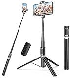 Selfie Stick,67 inch/1.7 Meter Selfie Stick Tripod,Gifts for Women Men,Portable Cell Phone Tripod Stand with Wireless Remote Shutter Compatible with iPhone 16e/16/15/14/13, Samsung Series(Black)