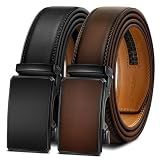 KEMISANT Men's Ratchet Leather Belt 2Pack-Trimmable 1 3/8“-Gift Boxed