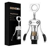 Beneno Wine Opener, Premium Wing Corkscrew Wine Bottle Opener, Silver
