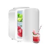 Simple Deluxe Portable Mini Fridge, 4L/6 Can Cooler and Warmer Compact Refrigerator for Skincare, Cosmetics, Beverage, Food, for Bedroom, 4 L, White