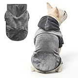BEAUTYZOO Dog Hoodie - Soft Velour Hooded Sweater for Small/Medium Dogs, Winter Dog Clothes with Leash Hole & Pocket, Warm Puppy Hoodies for Cold Weather Indoor Outdoor, Grey S
