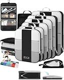10 Set Compression Packing Cubes for Travel Essentials,Compressible Expandable Packing Cubes for Suitcase,OlarHike Luggage Garment Bags for Travel,Handy Helper for Organizing Clothes(Black)