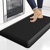 4/5 Inch Thick Kitchen Mats for Floor, StepRite Kitchen Rug for Standing Desk, Non-Slip, Thicker, Stain Resistant, Water Resistant, Comfort Anti Fatigue Floor Mat for Home, Kitchen, Office - Black