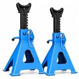 Jack Stands 3 Ton with Double Pin Lock and Large Foot Base for Garages,Repair Shops, Car Lifting Supports Jack, Blue