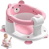 Baby Bath Seat for Babies 6 Months & up, Non-Slip Toddler Bath Seats for Babies Sitting Up, Safe Infant & Newborn Bathtub Chair with 4 Suction Cups & Soft Cushion for Shower,Pink
