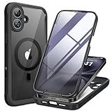Miracase for iPhone 16 Case 6.1'', Full-Body Bumper Phone case with Built-in Full Glass Screen &Camera Control,No Gap,Compatible with MagSafe,Drop Proof 16 Cover,Black