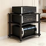 RAJYQODIS Heavy Duty 3-Tier AV Media Stand, 264 lb Load Capacity, Black