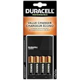 Duracell Ion Speed 1000-Battery-Charger for AA and AAA-Batteries, Includes 4 Pre-Charged AA-Rechargeable-Batteries, for Household and Business Devices
