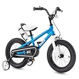 RoyalBaby Freestyle Toddlers Kids Bike 12 Inch Childrens Learning Bicycle with Training Wheels Boys Girls Beginners Ages 3-4 Years, Blue