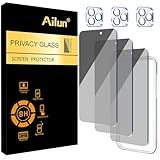 Ailun 3Pack Privacy Screen Protector for iPhone 15 Pro Max [6.7 inch]+3Pack Camera Lens Protector with Installation Frame,Dynamic Island Compatible,Anti Spy Tempered Glass[9H Hardness]-HD