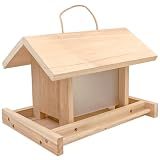 Zeqeey Hanging Wooden Bird Feeder, Outdoor Large Capacity Wood Birdfeeder for Feeding Outside Garden Wild Birds Finches Robin Sparrow Blue Jay Chickadees