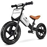 RIDYEE Toddler Balance Bike 2 Year Old, Kids Balance Bike for 2 to 5 Year with Tool-Free Adjustment, Limited Steering, Footrest, Custom Name Plate with Stickers, Gift Bike for 2-3 Boys, White