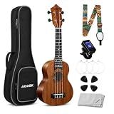 AODSK Soprano Ukulele for Beginner 21 Inch Ukelele Kit with Gig Bag StrapTuner Nylon String 4 Picks Cloth Online Lesson Holiday Gift